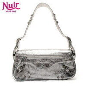 Balenciaga Le Cagole Metallic Shoulder Bag Silver